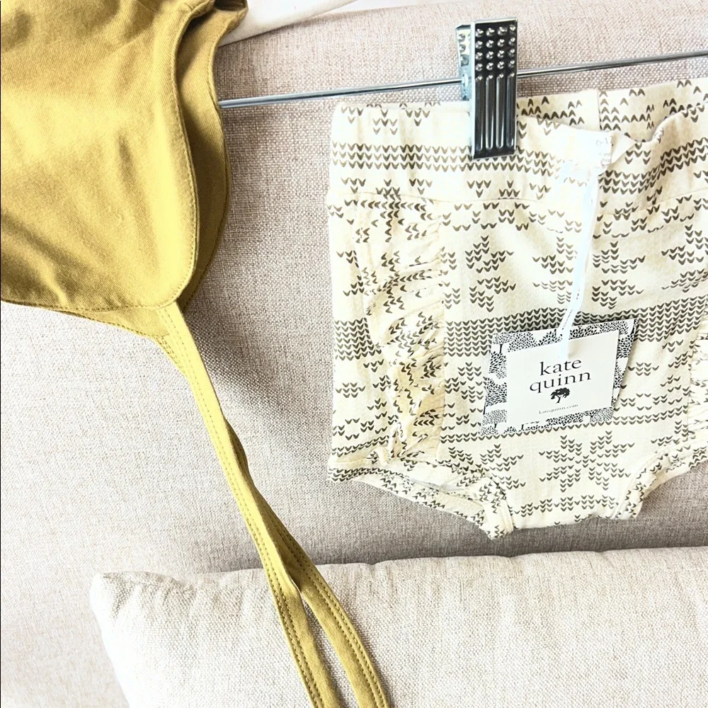 Kate Quinn Mustard Bonnet and Cream Patterned Shorts